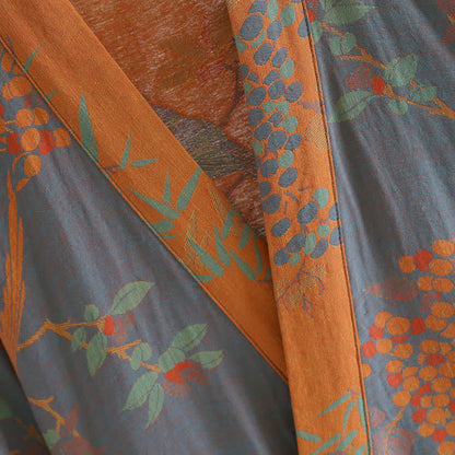 Accappatoio in garza di cotone jacquard retrò in stile pastorale