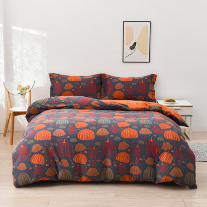 Set di biancheria da letto in garza di cotone color zucca (4 pezzi)