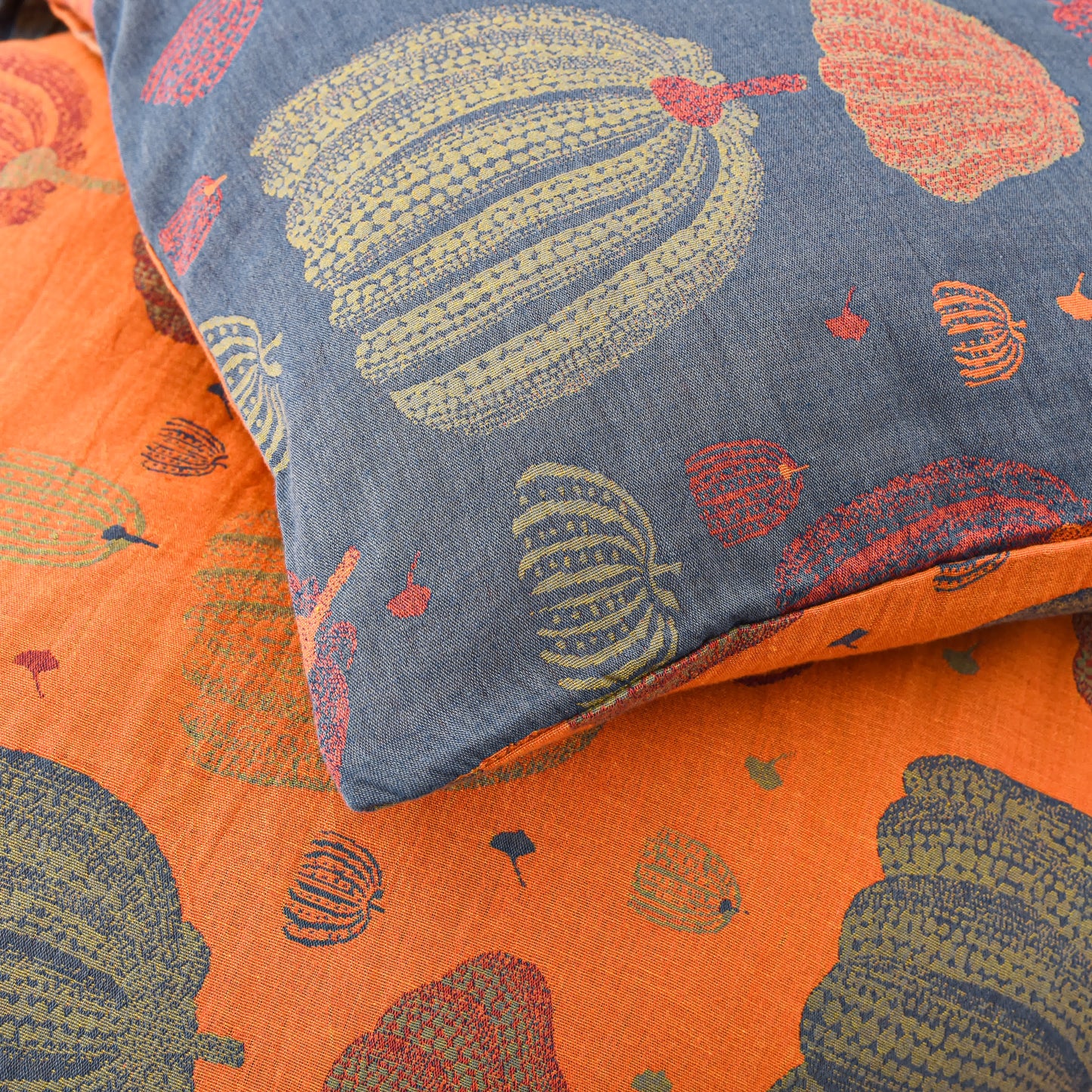Set di biancheria da letto in garza di cotone color zucca (4 pezzi)