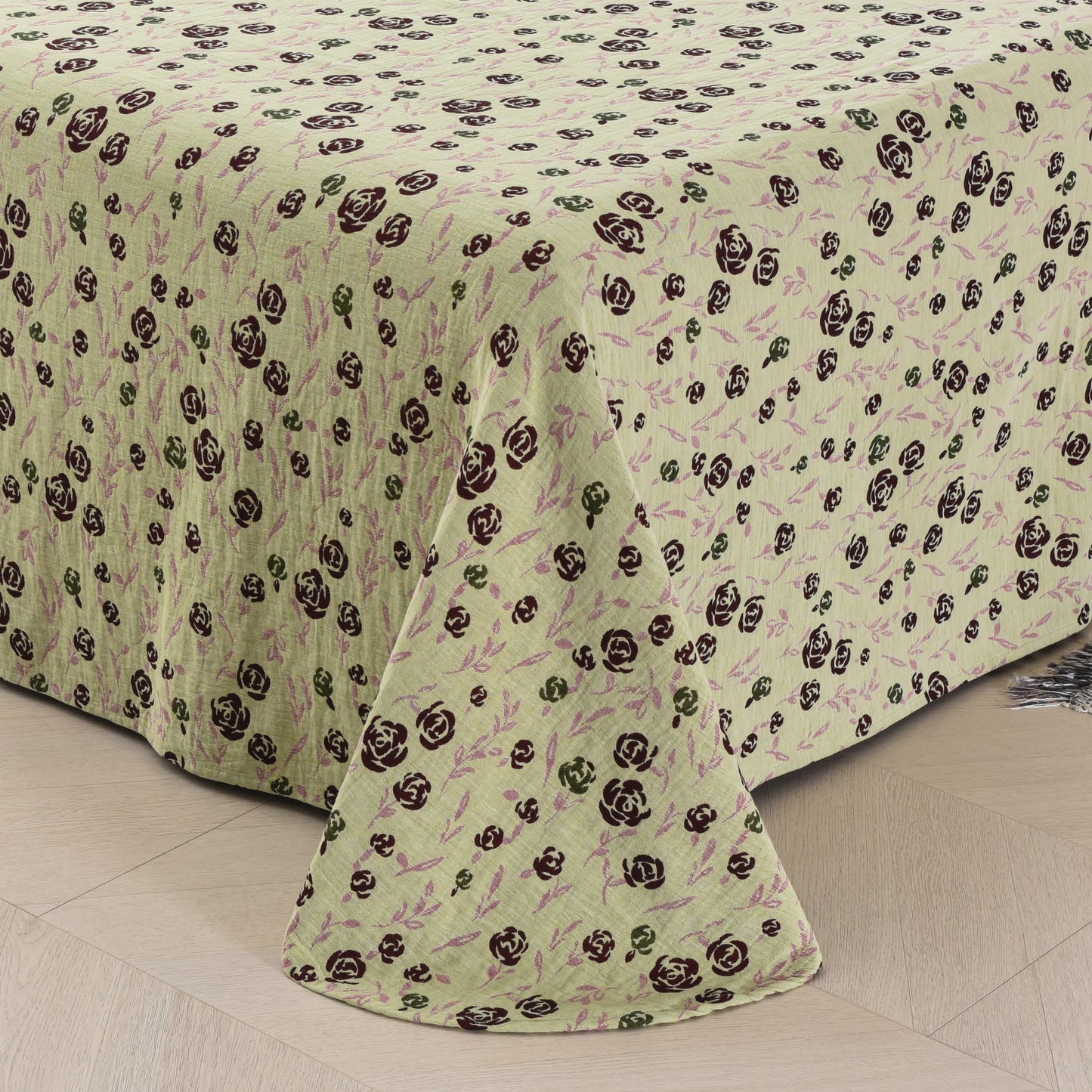 Set di biancheria da letto reversibile in garza di cotone con rose (4 pezzi)