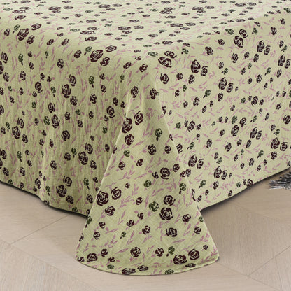 Set di biancheria da letto reversibile in garza di cotone con rose (4 pezzi)