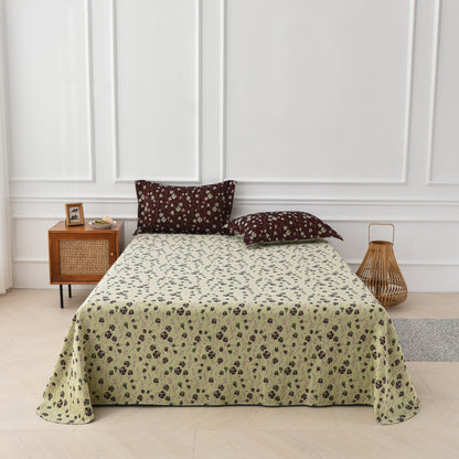Set di biancheria da letto reversibile in garza di cotone con rose (4 pezzi)