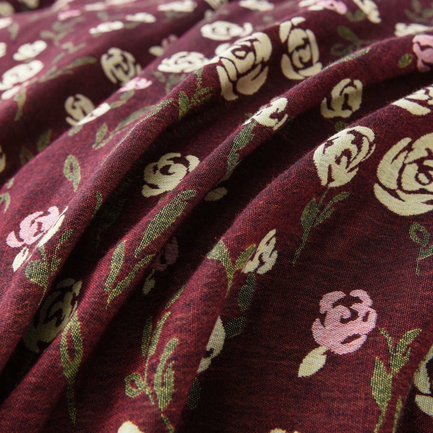 Set di biancheria da letto reversibile in garza di cotone con rose (4 pezzi)