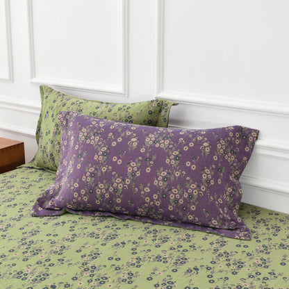 Set di biancheria da letto reversibile in garza di cotone con motivo floreale (4 pezzi)