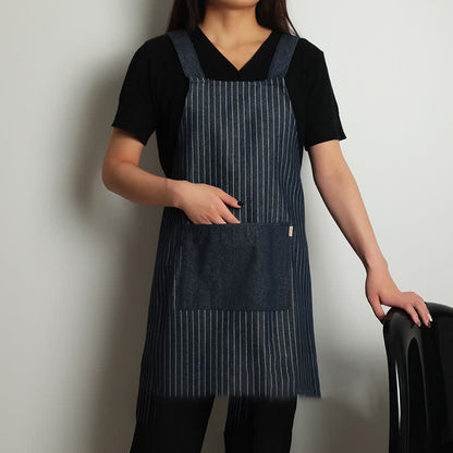 Grembiule da cucina a righe semplice con tasca