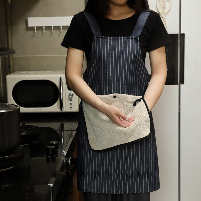 Grembiule da cucina a righe semplice con tasca