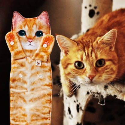 Asciugamano da bagno e cucina a forma di gatto, da appendere