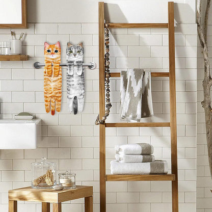 Asciugamano da bagno e cucina a forma di gatto, da appendere