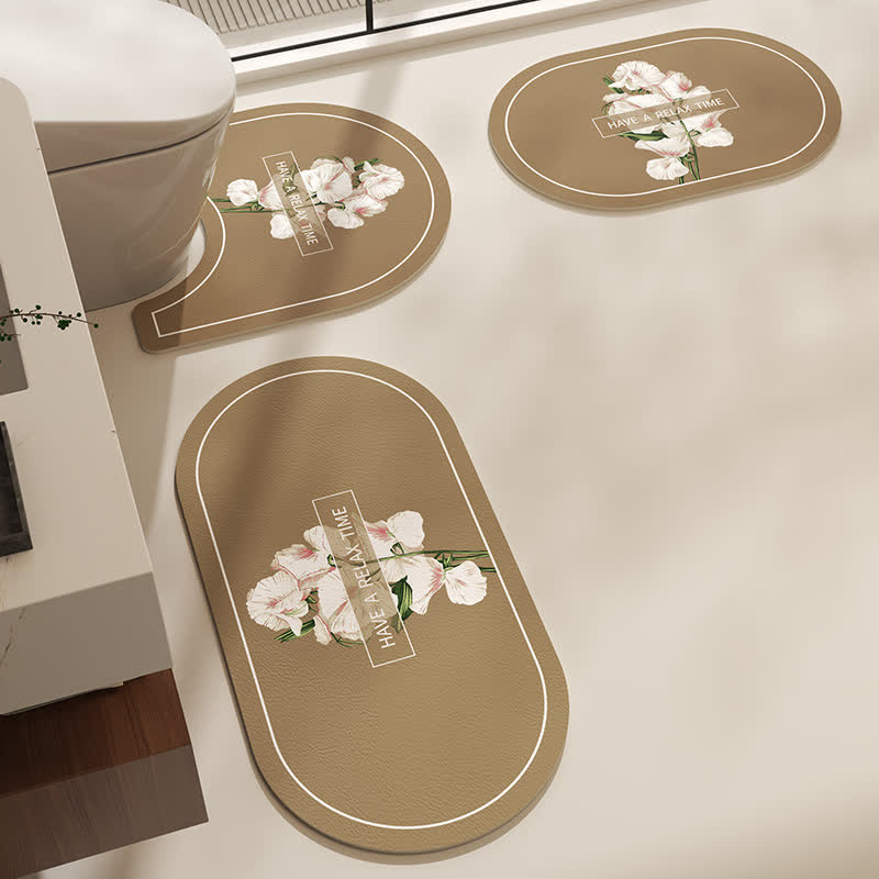 Tappetino da bagno antiscivolo con motivo floreale in fango diatomeico
