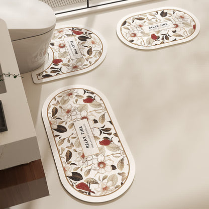 Tappetino da bagno antiscivolo con motivo floreale in fango diatomeico