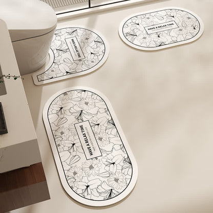 Tappetino da bagno antiscivolo con motivo floreale in fango diatomeico