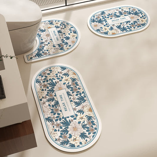 Tappetino da bagno antiscivolo con motivo floreale in fango diatomeico