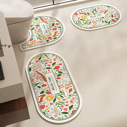 Tappetino da bagno antiscivolo con motivo floreale in fango diatomeico