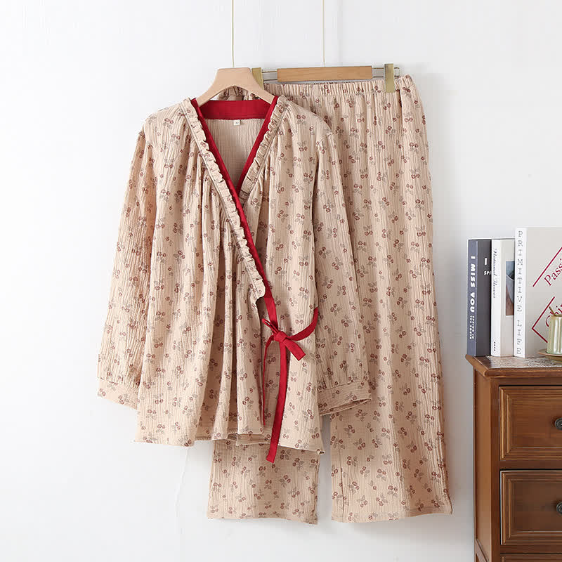 Pigiama Kimono Rural Rose in garza di cotone