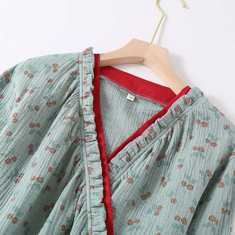 Pigiama Kimono Rural Rose in garza di cotone