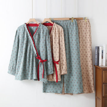 Pigiama Kimono Rural Rose in garza di cotone
