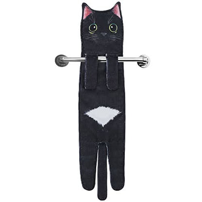 Asciugamano da bagno e cucina a forma di gatto, da appendere