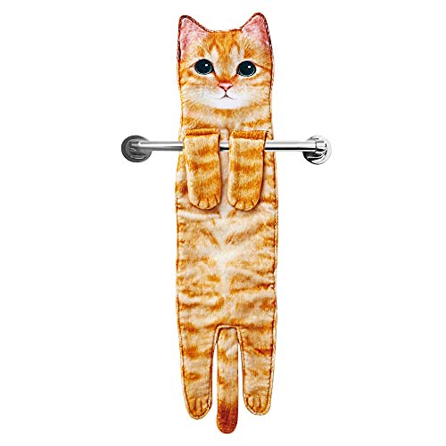 Asciugamano da bagno e cucina a forma di gatto, da appendere