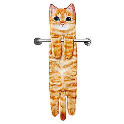 Asciugamano da bagno e cucina a forma di gatto, da appendere