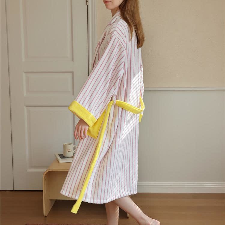 Accappatoio a righe colorblock in puro cotone