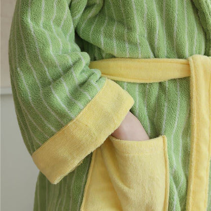 Accappatoio a righe colorblock in puro cotone
