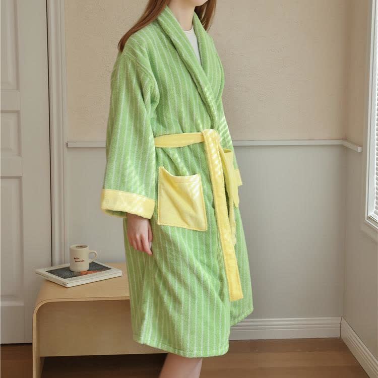 Accappatoio a righe colorblock in puro cotone
