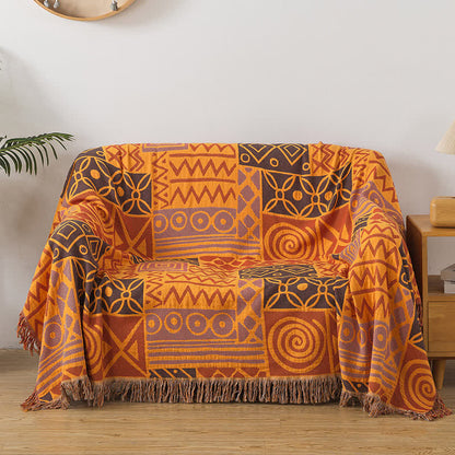 Coperta reversibile in garza di cotone con motivo geometrico bohémien