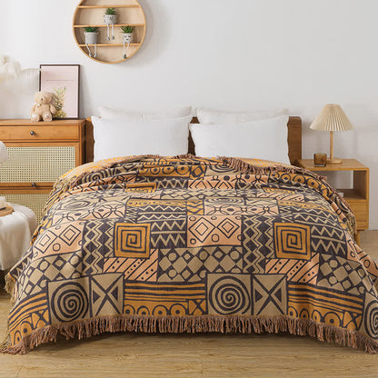 Coperta reversibile in garza di cotone con motivo geometrico bohémien