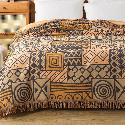 Coperta reversibile in garza di cotone con motivo geometrico bohémien