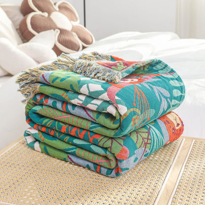 Coperta reversibile in garza di cotone con animali della foresta