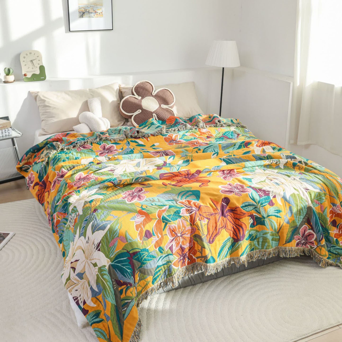 Trapunta reversibile in garza di cotone Rural Lily
