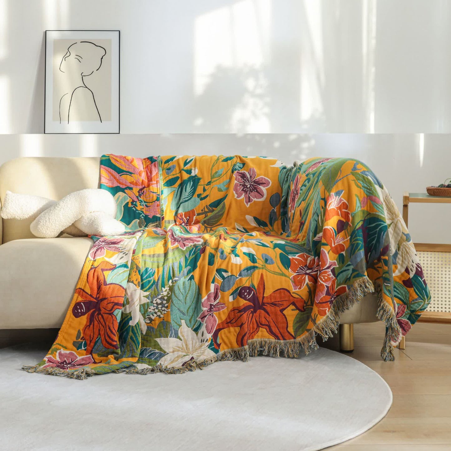 Coperta reversibile in garza di cotone Rural Lily