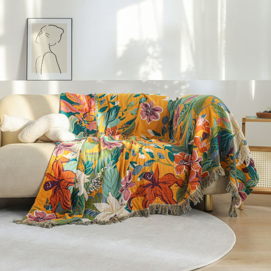 Coperta reversibile in garza di cotone Rural Lily