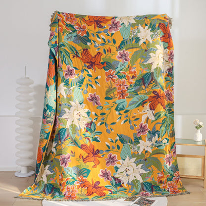 Coperta reversibile in garza di cotone Rural Lily