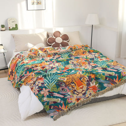 Coperta leggera in puro cotone in stile tropicale