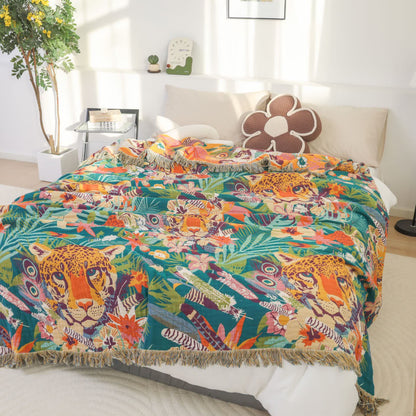 Coperta leggera in puro cotone in stile tropicale