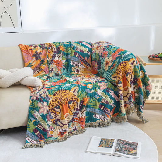 Coperta leggera in puro cotone in stile tropicale