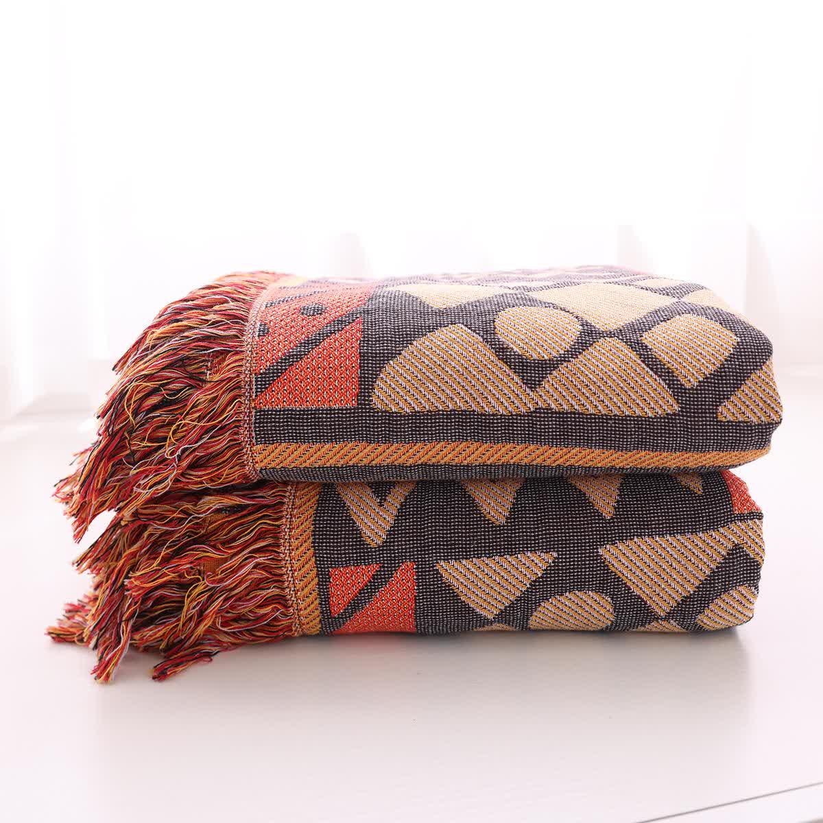 Coperta reversibile in garza di cotone con motivo geometrico bohémien