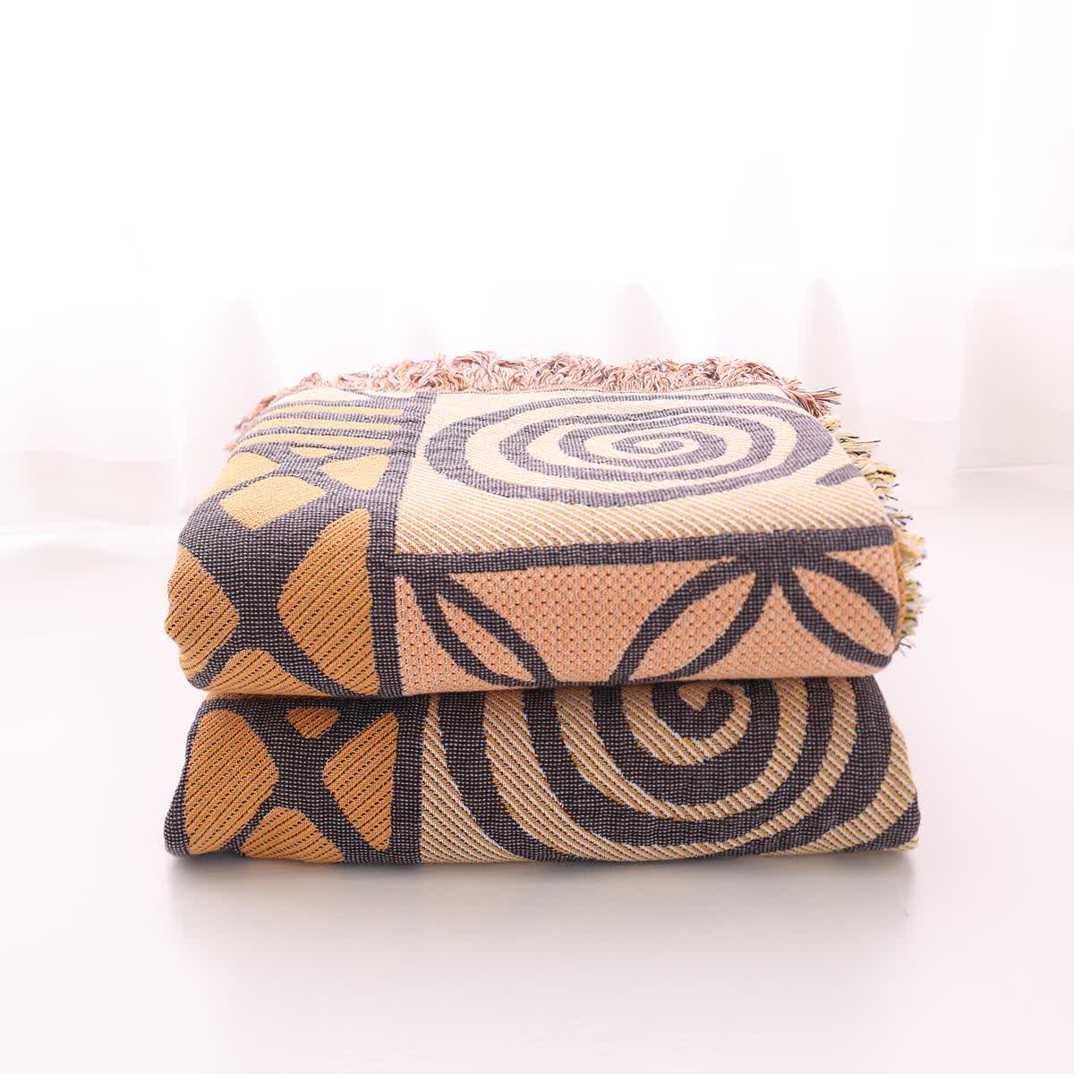 Coperta reversibile in garza di cotone con motivo geometrico bohémien