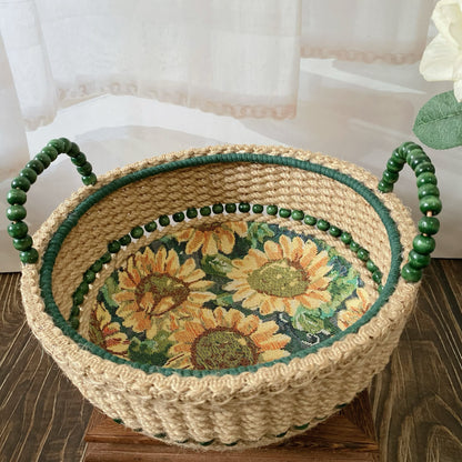 Cestino portaoggetti da tavolo fatto a mano a forma di girasole