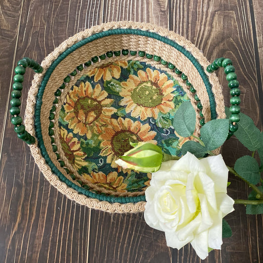 Cestino portaoggetti da tavolo fatto a mano a forma di girasole