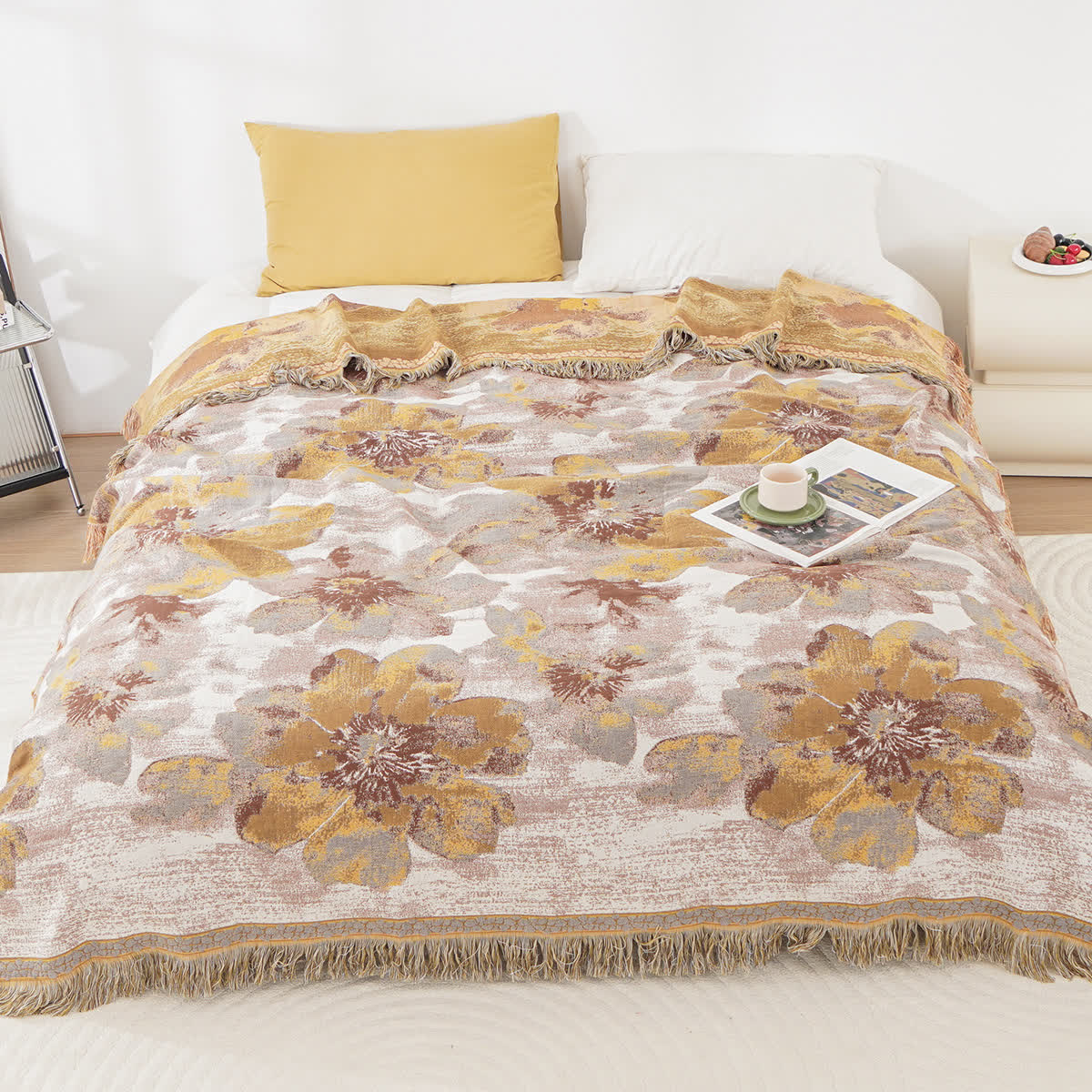 Trapunta reversibile in garza di cotone Blooming Flower