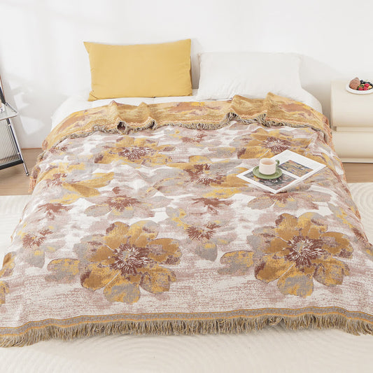 Trapunta reversibile in garza di cotone Blooming Flower