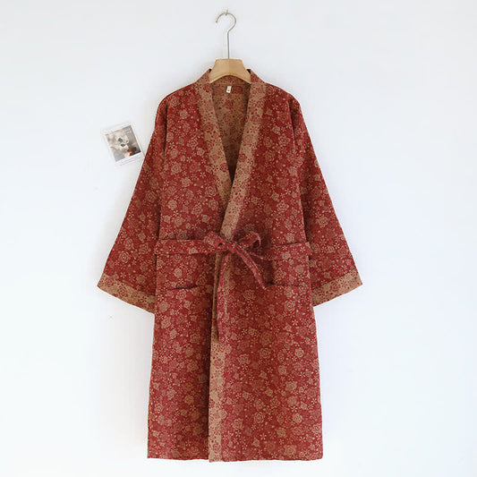 Accappatoio in garza di cotone Kimono Vintage Rose