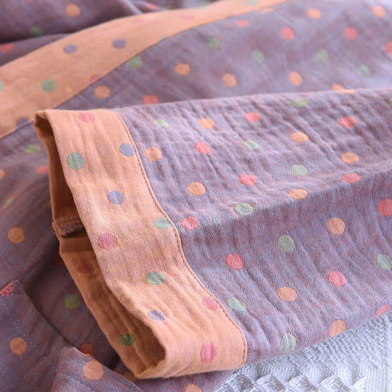 Accappatoio Kimono in garza di cotone a pois colorati