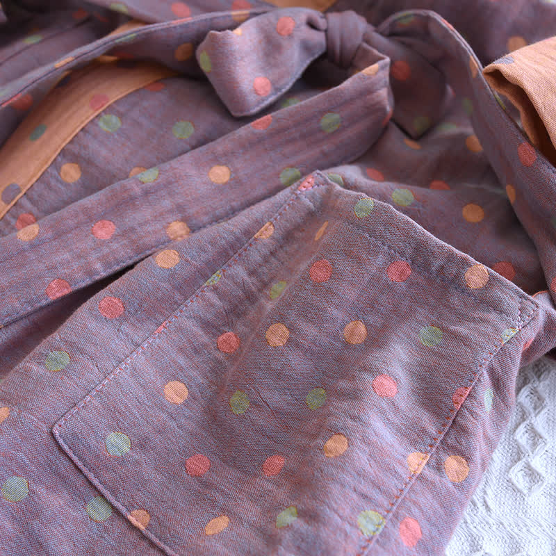 Accappatoio Kimono in garza di cotone a pois colorati