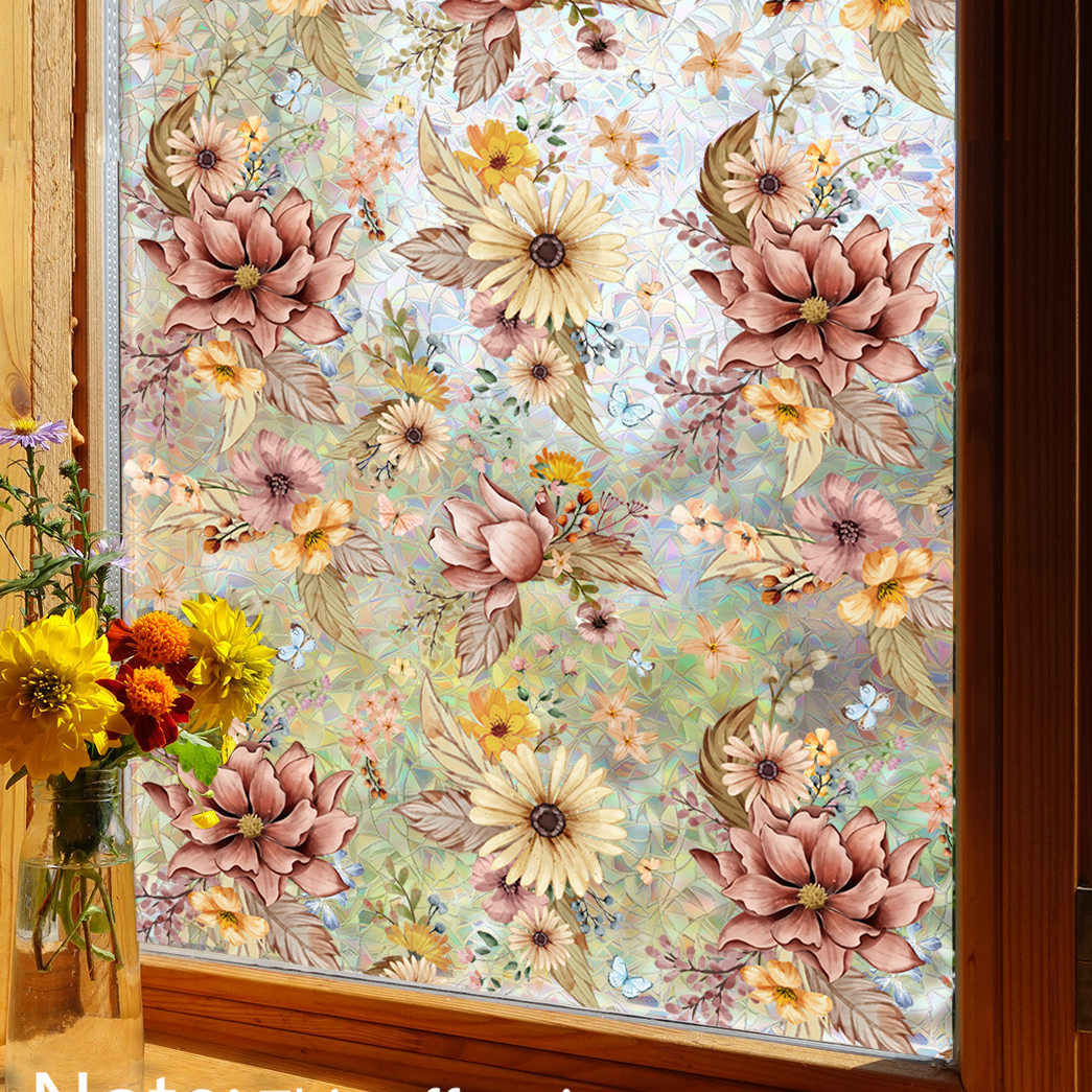Pellicola statica per vetri con effetto floreale in fiore