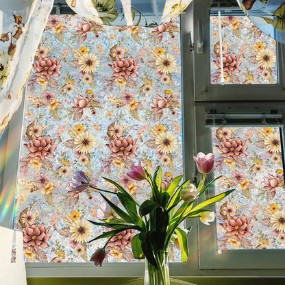 Pellicola statica per vetri con effetto floreale in fiore