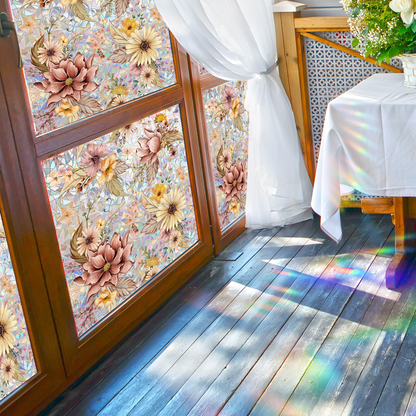 Pellicola statica per vetri con effetto floreale in fiore