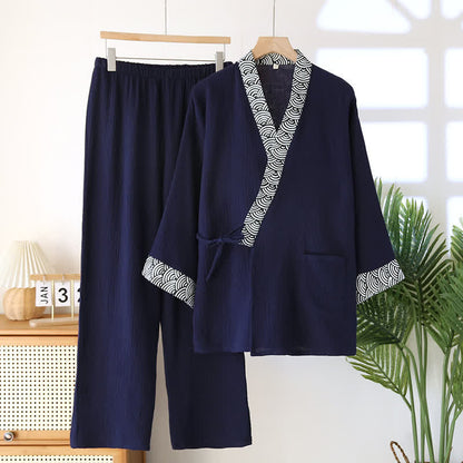Pigiama Kimono in garza di cotone neutro